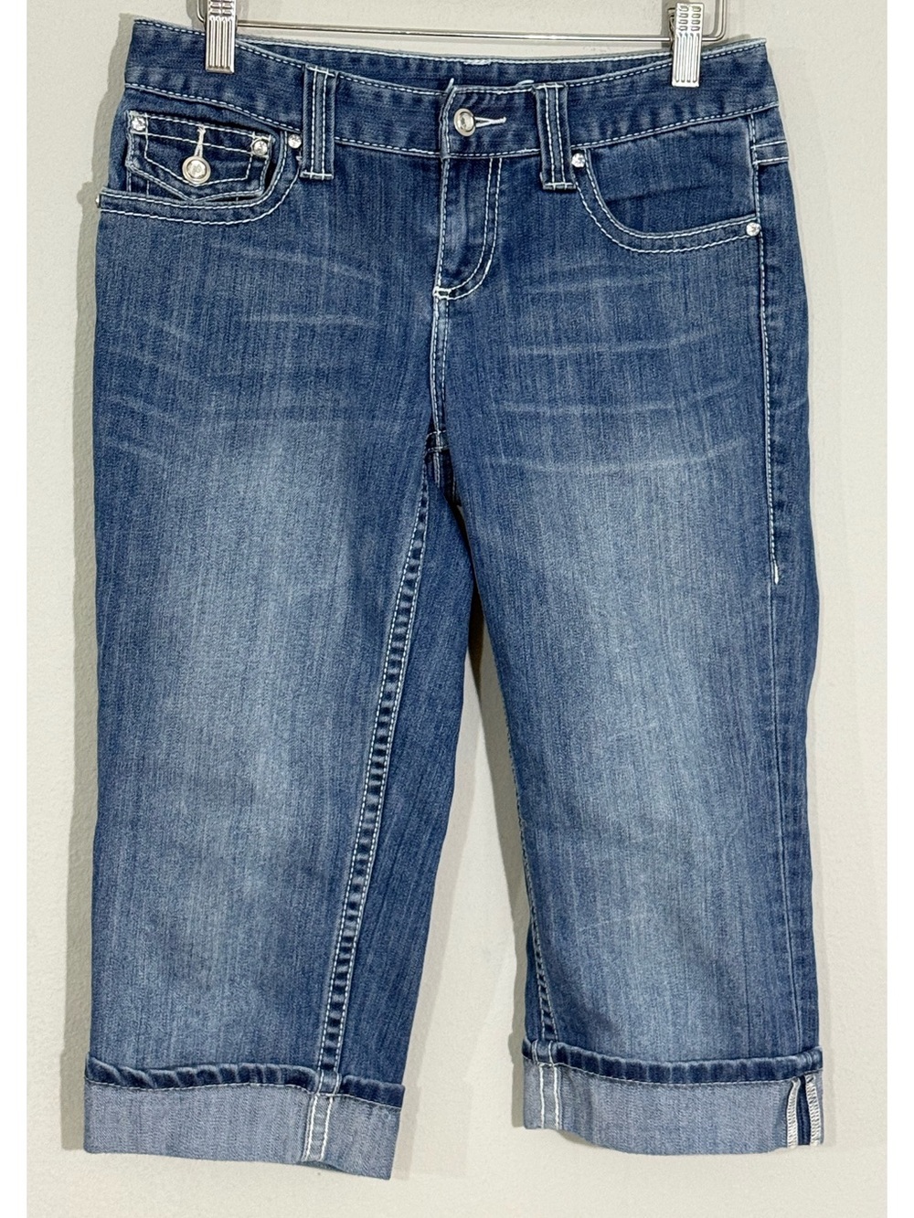 INC International Concepts Denim Cropped Cuffed Jeans Size 4 Medium Wash